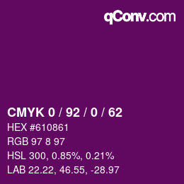 カラーコード: CMYK 0 / 92 / 0 / 62 | qconv.com