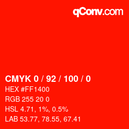 Color code: CMYK 0 / 92 / 100 / 0 | qconv.com