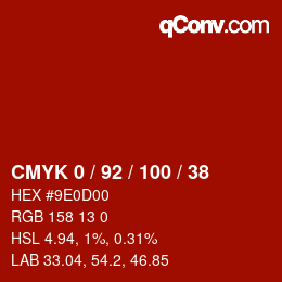 Color code: CMYK 0 / 92 / 100 / 38 | qconv.com