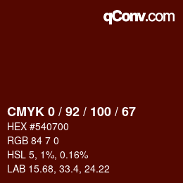 Color code: CMYK 0 / 92 / 100 / 67 | qconv.com