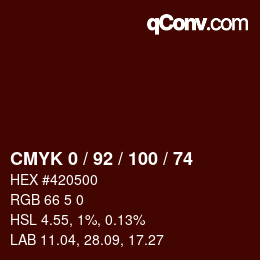 颜色代码: CMYK 0 / 92 / 100 / 74 | qconv.com