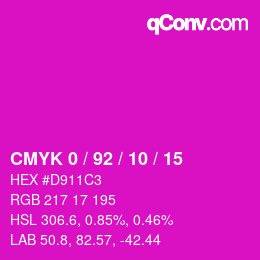 カラーコード: CMYK 0 / 92 / 10 / 15 | qconv.com