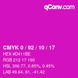 カラーコード: CMYK 0 / 92 / 10 / 17 | qconv.com