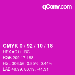 カラーコード: CMYK 0 / 92 / 10 / 18 | qconv.com