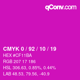 カラーコード: CMYK 0 / 92 / 10 / 19 | qconv.com