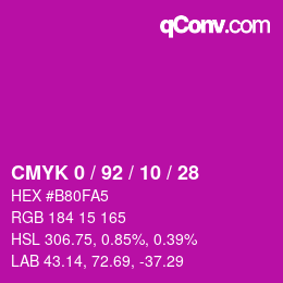 Color code: CMYK 0 / 92 / 10 / 28 | qconv.com