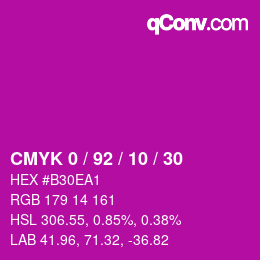 カラーコード: CMYK 0 / 92 / 10 / 30 | qconv.com