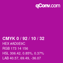 Color code: CMYK 0 / 92 / 10 / 32 | qconv.com