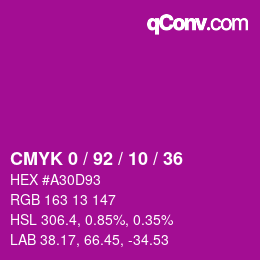 カラーコード: CMYK 0 / 92 / 10 / 36 | qconv.com