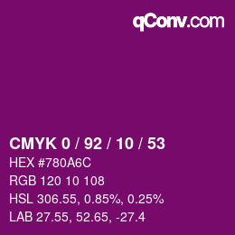 颜色代码: CMYK 0 / 92 / 10 / 53 | qconv.com
