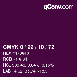 Color code: CMYK 0 / 92 / 10 / 72 | qconv.com