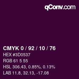 カラーコード: CMYK 0 / 92 / 10 / 76 | qconv.com