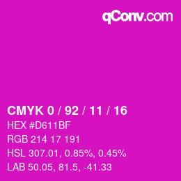 カラーコード: CMYK 0 / 92 / 11 / 16 | qconv.com