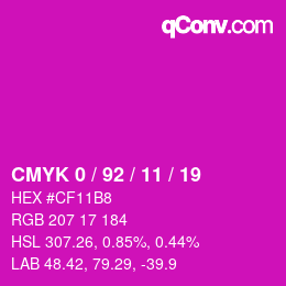 カラーコード: CMYK 0 / 92 / 11 / 19 | qconv.com