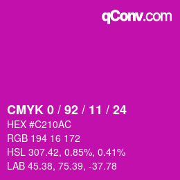 Color code: CMYK 0 / 92 / 11 / 24 | qconv.com