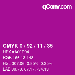 颜色代码: CMYK 0 / 92 / 11 / 35 | qconv.com
