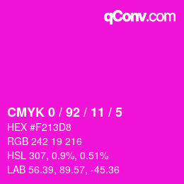 カラーコード: CMYK 0 / 92 / 11 / 5 | qconv.com
