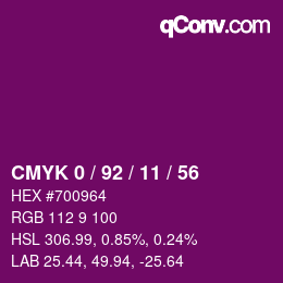 Color code: CMYK 0 / 92 / 11 / 56 | qconv.com