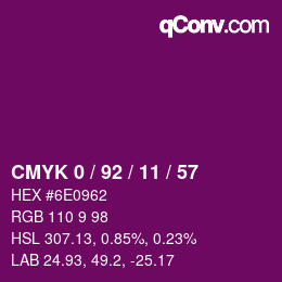 颜色代码: CMYK 0 / 92 / 11 / 57 | qconv.com