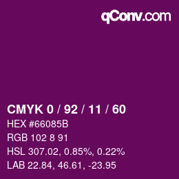 Color code: CMYK 0 / 92 / 11 / 60 | qconv.com