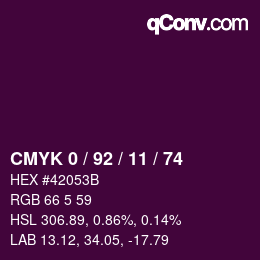 颜色代码: CMYK 0 / 92 / 11 / 74 | qconv.com