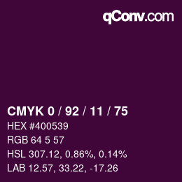 Color code: CMYK 0 / 92 / 11 / 75 | qconv.com
