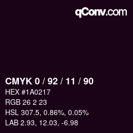 Color code: CMYK 0 / 92 / 11 / 90 | qconv.com