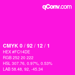 Color code: CMYK 0 / 92 / 12 / 1 | qconv.com