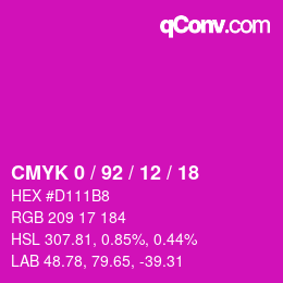 カラーコード: CMYK 0 / 92 / 12 / 18 | qconv.com
