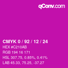 Color code: CMYK 0 / 92 / 12 / 24 | qconv.com
