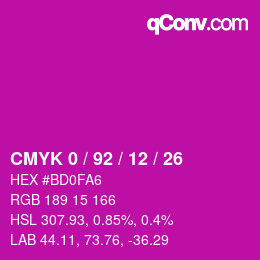 Color code: CMYK 0 / 92 / 12 / 26 | qconv.com