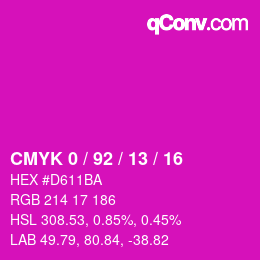 カラーコード: CMYK 0 / 92 / 13 / 16 | qconv.com
