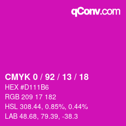 颜色代码: CMYK 0 / 92 / 13 / 18 | qconv.com