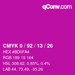 Color code: CMYK 0 / 92 / 13 / 26 | qconv.com