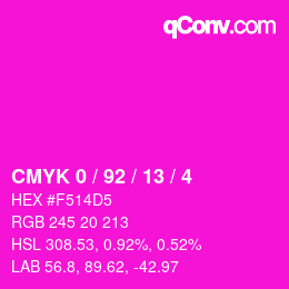 Color code: CMYK 0 / 92 / 13 / 4 | qconv.com