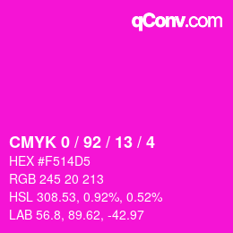 Color code: CMYK 0 / 92 / 13 / 4 | qconv.com