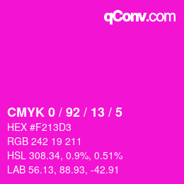 カラーコード: CMYK 0 / 92 / 13 / 5 | qconv.com