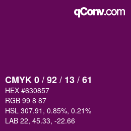 カラーコード: CMYK 0 / 92 / 13 / 61 | qconv.com