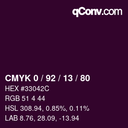 颜色代码: CMYK 0 / 92 / 13 / 80 | qconv.com