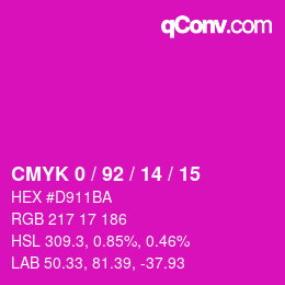 カラーコード: CMYK 0 / 92 / 14 / 15 | qconv.com