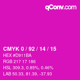 カラーコード: CMYK 0 / 92 / 14 / 15 | qconv.com