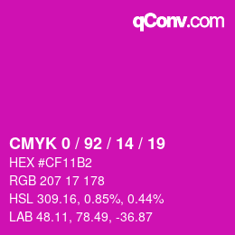 カラーコード: CMYK 0 / 92 / 14 / 19 | qconv.com