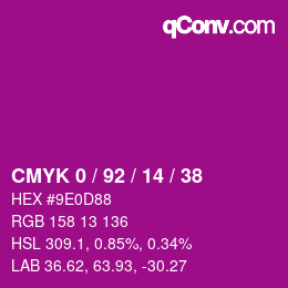 颜色代码: CMYK 0 / 92 / 14 / 38 | qconv.com