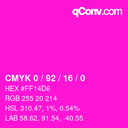 カラーコード: CMYK 0 / 92 / 16 / 0 | qconv.com