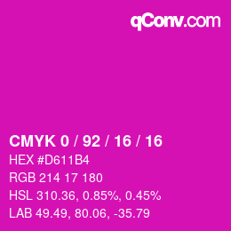 カラーコード: CMYK 0 / 92 / 16 / 16 | qconv.com