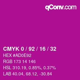 Color code: CMYK 0 / 92 / 16 / 32 | qconv.com