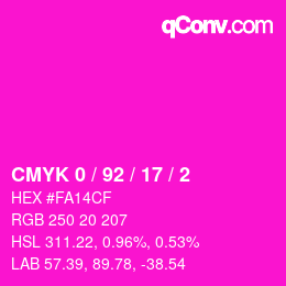 Color code: CMYK 0 / 92 / 17 / 2 | qconv.com