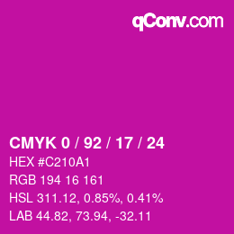 カラーコード: CMYK 0 / 92 / 17 / 24 | qconv.com