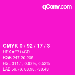 カラーコード: CMYK 0 / 92 / 17 / 3 | qconv.com
