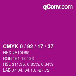 カラーコード: CMYK 0 / 92 / 17 / 37 | qconv.com